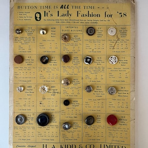 Button Salesman Sample Card, H.A. Kidd & Co-voorbeeldkaart button, verkopervoorbeeld