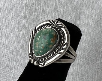 SouthWest Style Variscite and Silver Ring, SouthWest Jewelry, Handcrafted First Nations Ring