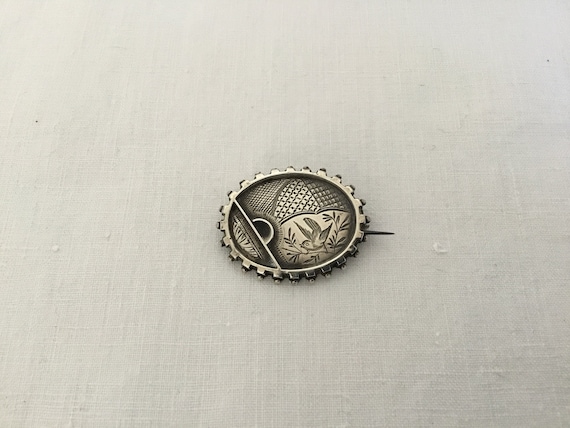 Antique Aesthetic Movement Silver Brooch - image 1