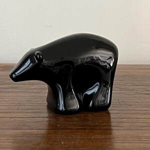 Minimalist Black Glass Bear, Minimalist Bear Figure, Minimalist Black Glass Bear