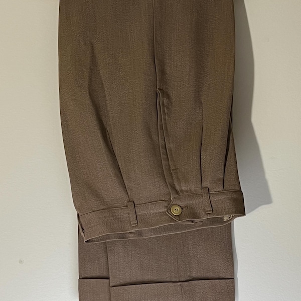 Women’s 1940’s/1950s Brown Fine Wool Pleated Wide Leg Trousers