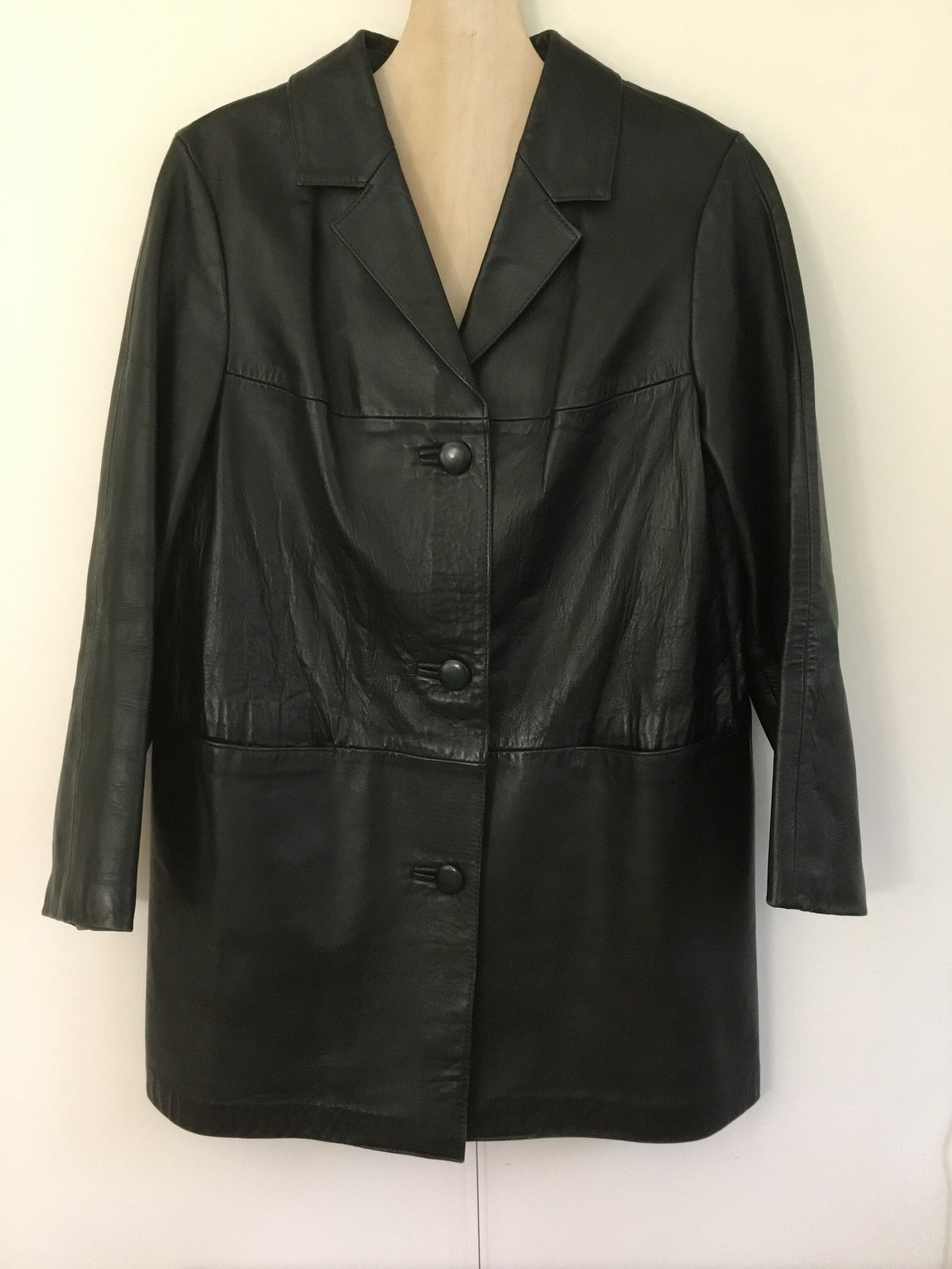 1960s Womens Mod 3/4 Dark Green Leather Coat Swears & Wells | Etsy