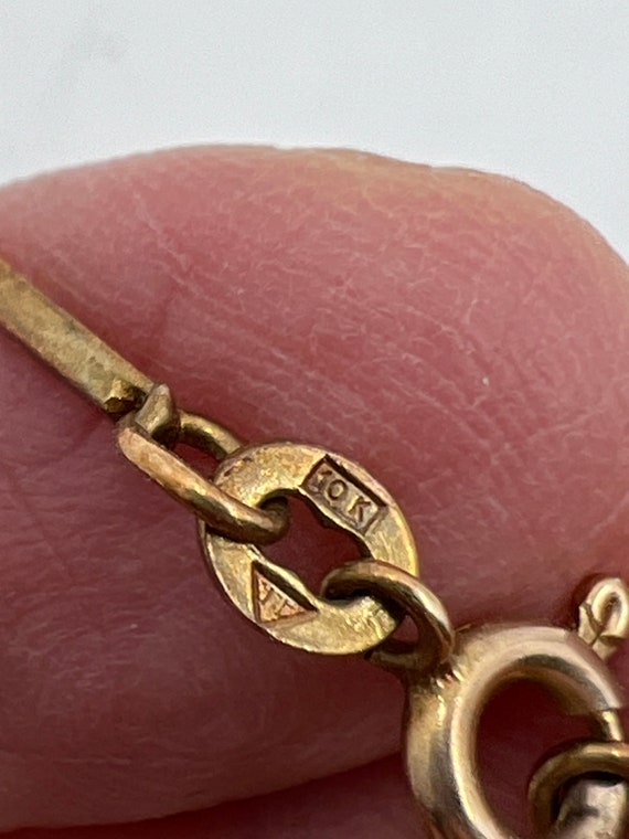 10K Rose Gold Rectangular Link Necklace, Solid 10… - image 4