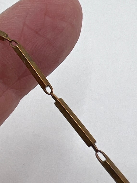10K Rose Gold Rectangular Link Necklace, Solid 10… - image 3