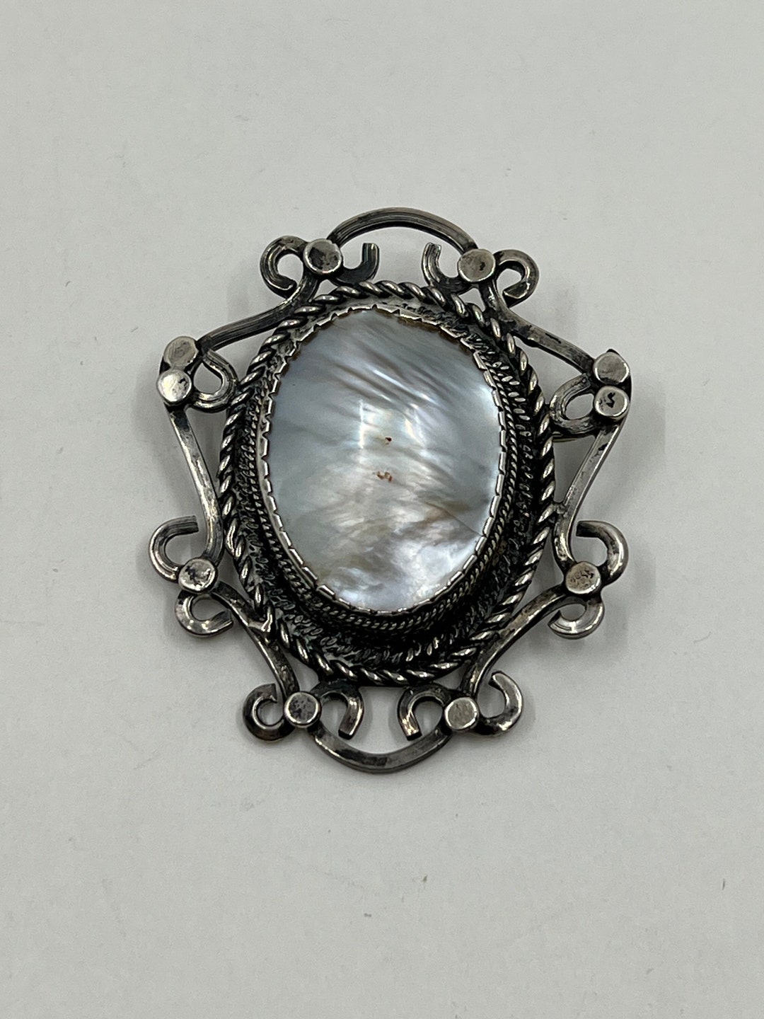 Arts and Crafts Silver and Mother of Pearl Brooch, Artisan Arts and