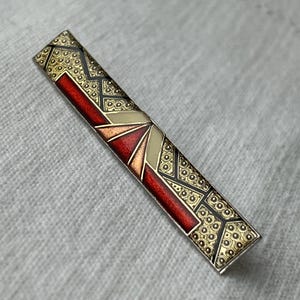 Broche Vintage Art Déco Pierre BEX Doré Strass Cabochon Amande Noir Création Femme