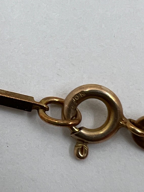 10K Rose Gold Rectangular Link Necklace, Solid 10… - image 5