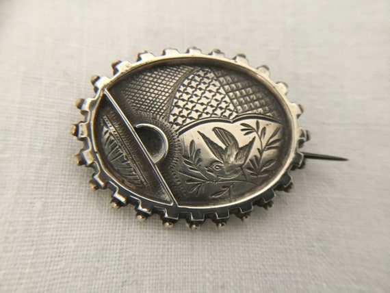 Antique Aesthetic Movement Silver Brooch - image 2