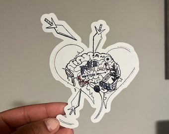 Adesivo CUORE fuori di MENTE!