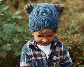 Cat beanie with ears hat cashmere knit baby boy hat winter spring hat