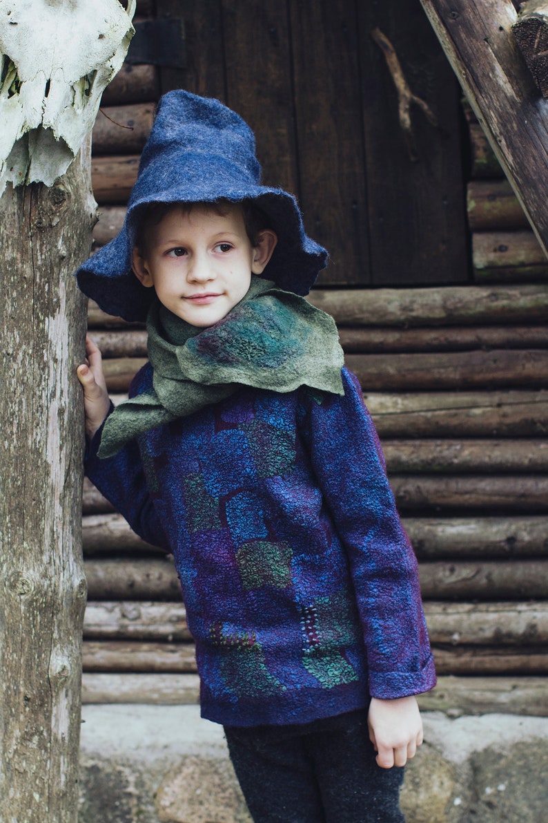 Felted wool coat for boys and girls kids handmade designer clothes image 1