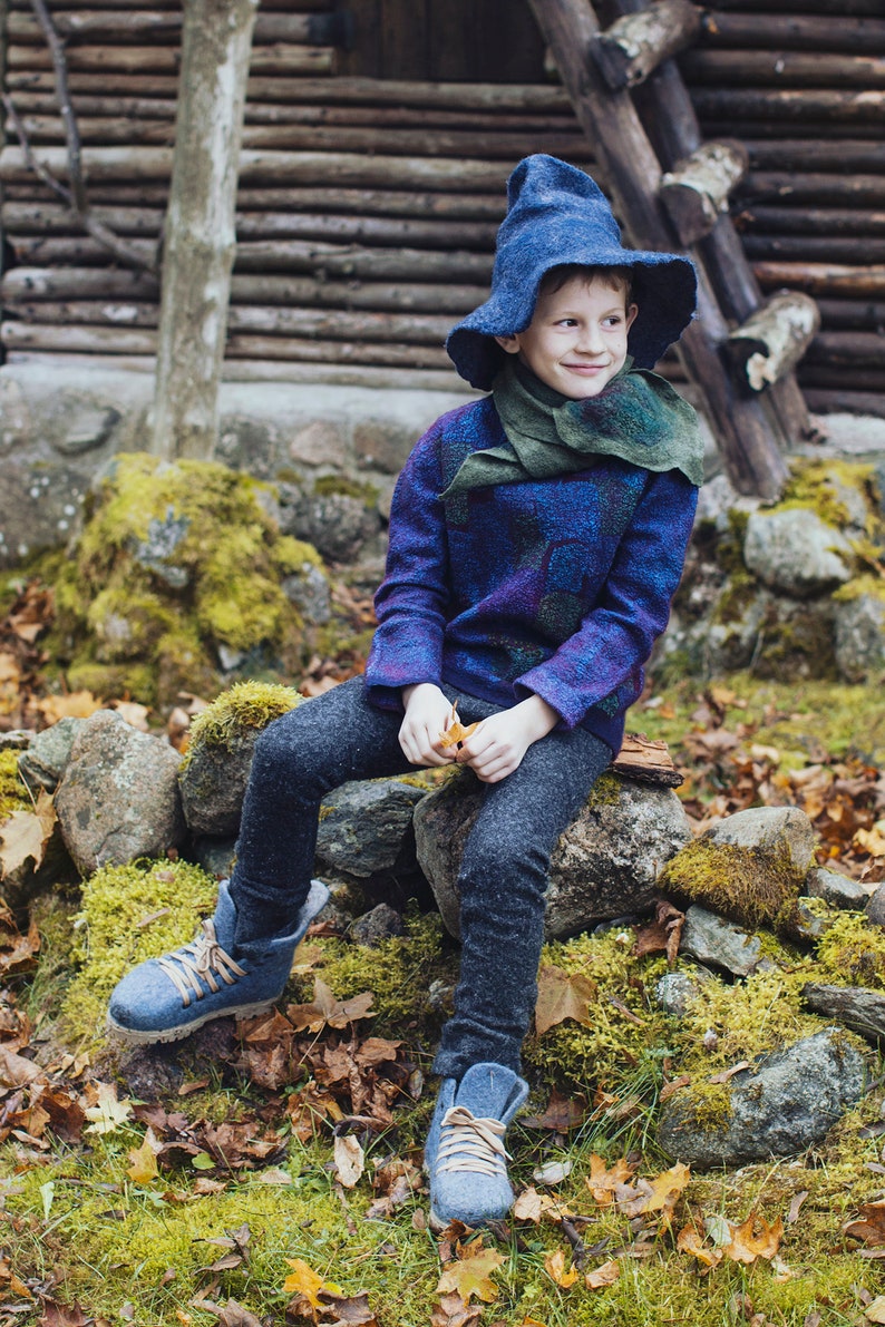 Felted wool coat for boys and girls kids handmade designer clothes image 3
