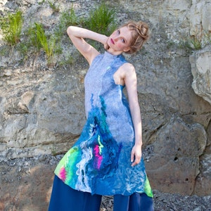 Bright felted spring womens tunic boho dress image 1