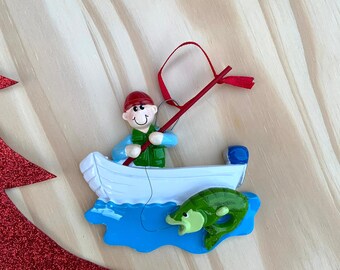 Personalized Fishing Man Christmas Ornament