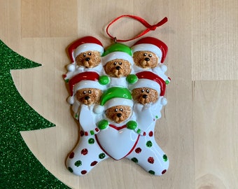 Family Of 6 Personalized Bear Family Christmas Ornament