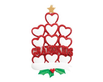 Family Of 10 Personalized Grandkids Christmas Ornament