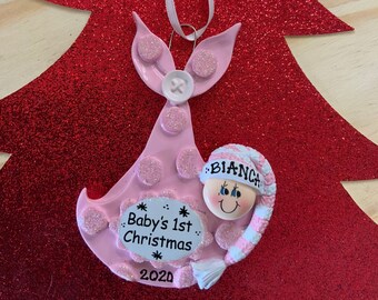 Pink Baby Sling Baby’s First Christmas Personalized Christmas Ornament