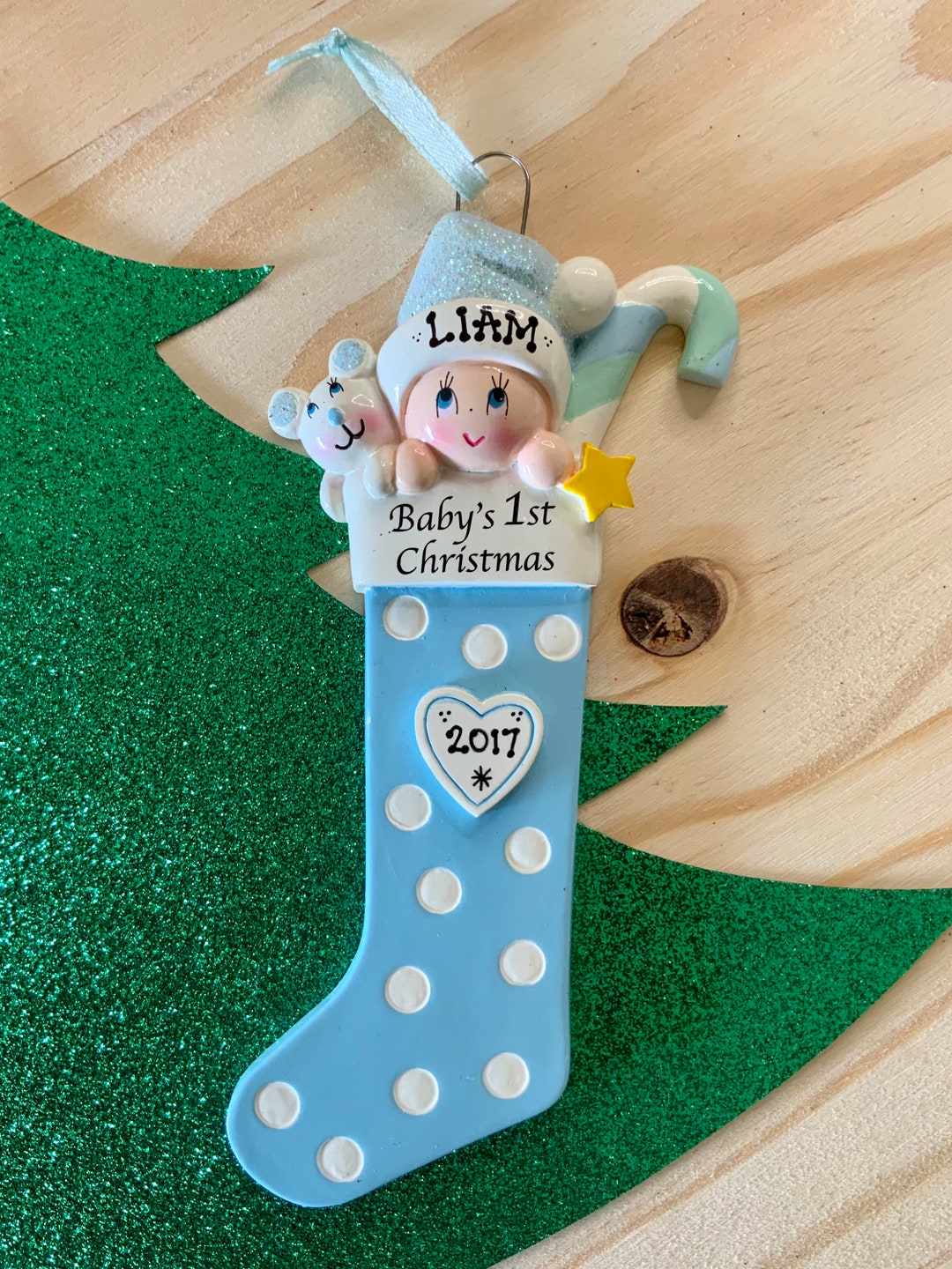 Baby Blue Christmas Stocking 