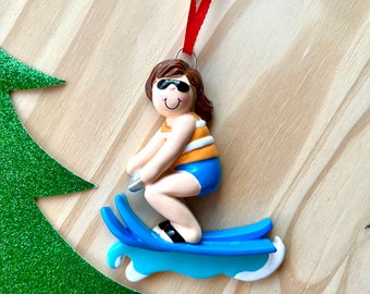 Personalized Water Ski Girl Christmas Ornament