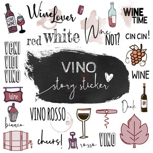 40+ Instagram Story Planner Stickers | VINO Set • Wein • Wine • Drinks