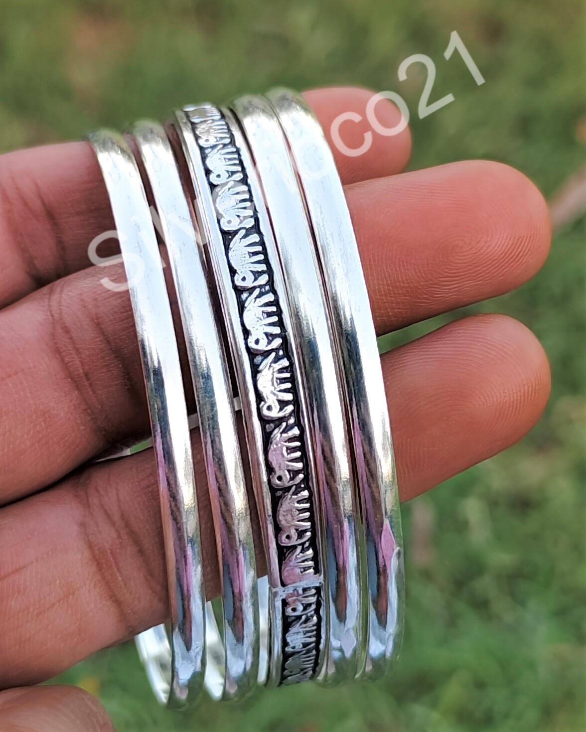 ブレスレット Silver Half Round Bangle For Men & Women Sterling Silver Half Round Handmade Amazing Design Bangle