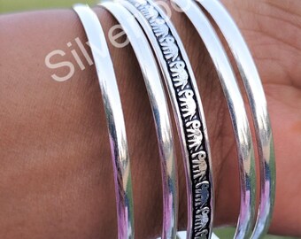 Silver Bangle, Set of 5 Bangles, Half Round Bangles, 925