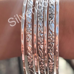 Juego de 7 pulseras, pulseras apilables de plata de ley 925 para mujer, Semanario, pulseras apilables, pulseras de 7 días, pulseras de media caña, regalos