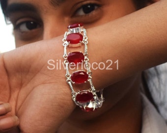 Garnet Bracelet, Gemstone bracelet, Vintage Style Adjustable bracelet Handmade bracelet 925 Silver bracelet Designer bracelet Woman bracelet