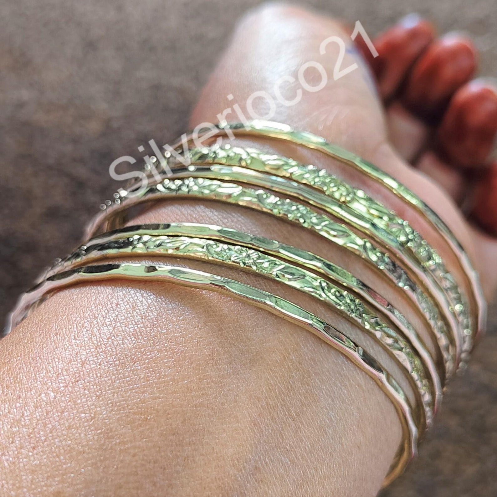 Stacking Bangles Set of 7 Bangles, Brass Plated Stacking Bangles for Women, Semanario ...
