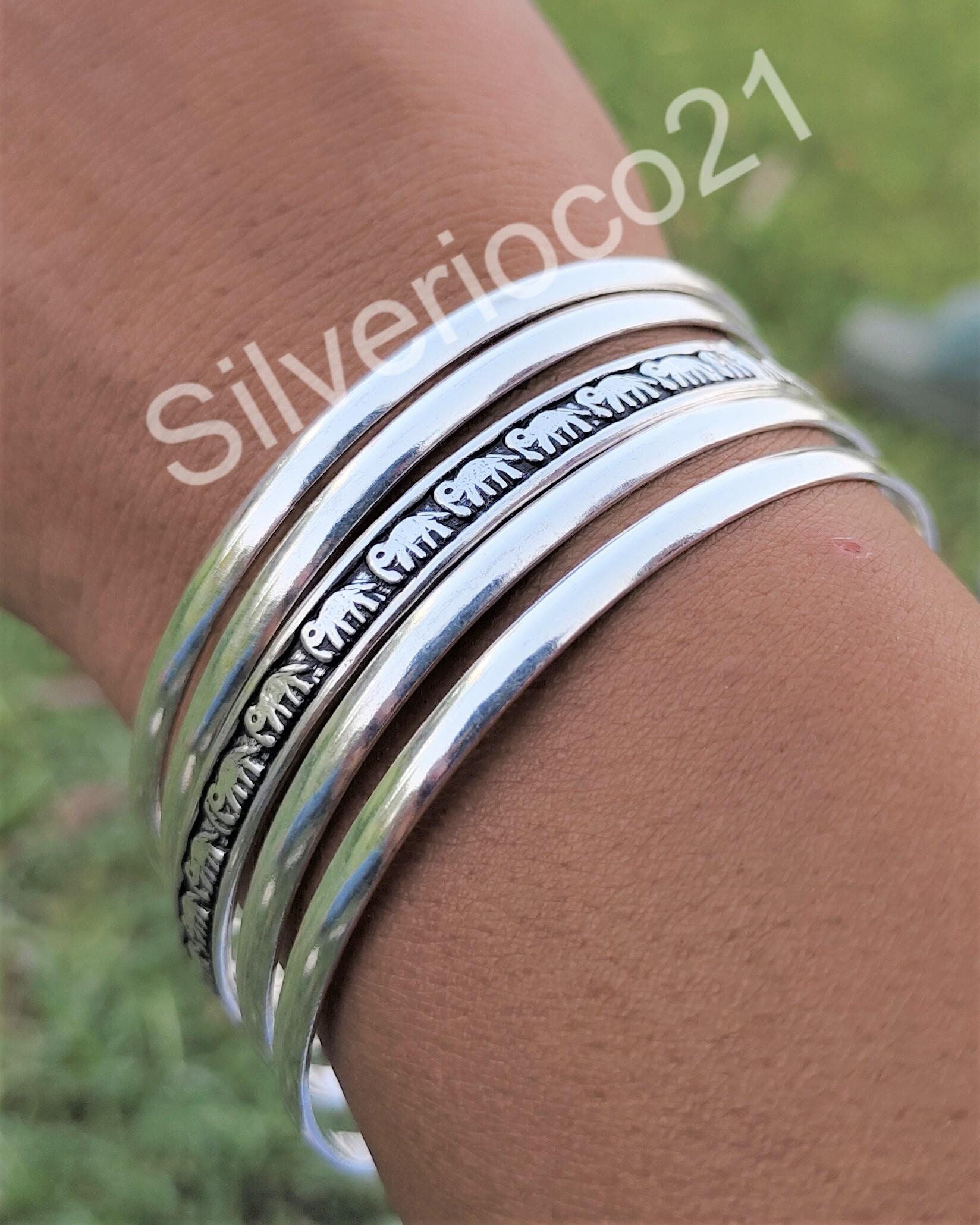 ブレスレット Silver Half Round Bangle For Men & Women Half Round Sterling Silver Stacking Bangle Bracelet, Create