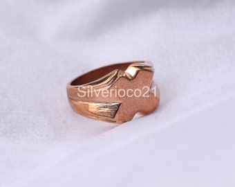 Copper Cross Signet Ring, Unisex Band Ring