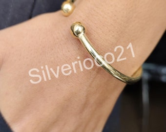 1 PCs. Plain Brass bangle, Solid Brass bangle Bracelet, Unisex bangle Jewelry 5MM Ball bangle Adjustable Brass bangle, Unique Design bangle