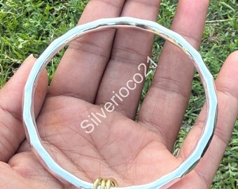 Bracelet jonc à maillons épais en argent sterling, bijoux tendance larges