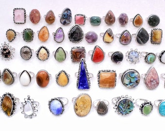 Multi Gemstone Rings, 925 Silver Overlay Ring, Wholesale Jewelry, Mix Shape & Size Ring