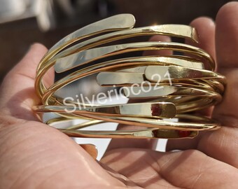 Adjustable Solid Brass Bangles, Set of 5 bangles, Stacking bangles, 5 Day Brass bangles, Handmade bangles, Thick Brass bangles For Woman