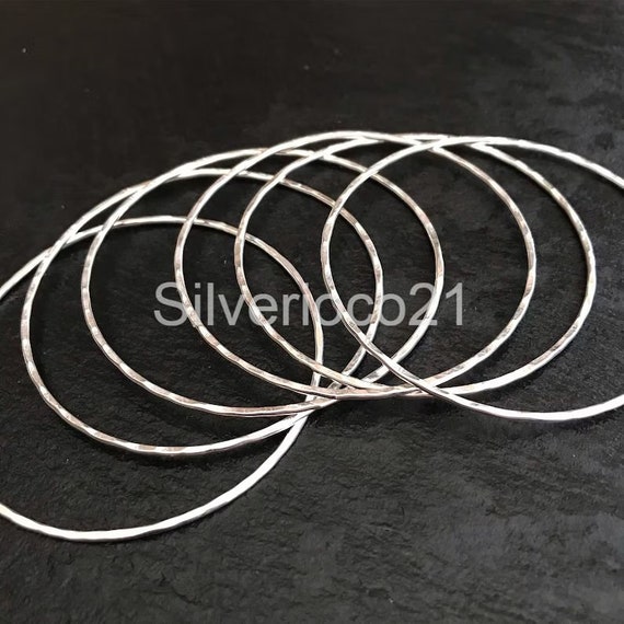 Hammered Wire Bangle Bracelet Sterling Silver Stackable Hammered Wire Bangle Bracelet Sterling Silver Stackable
