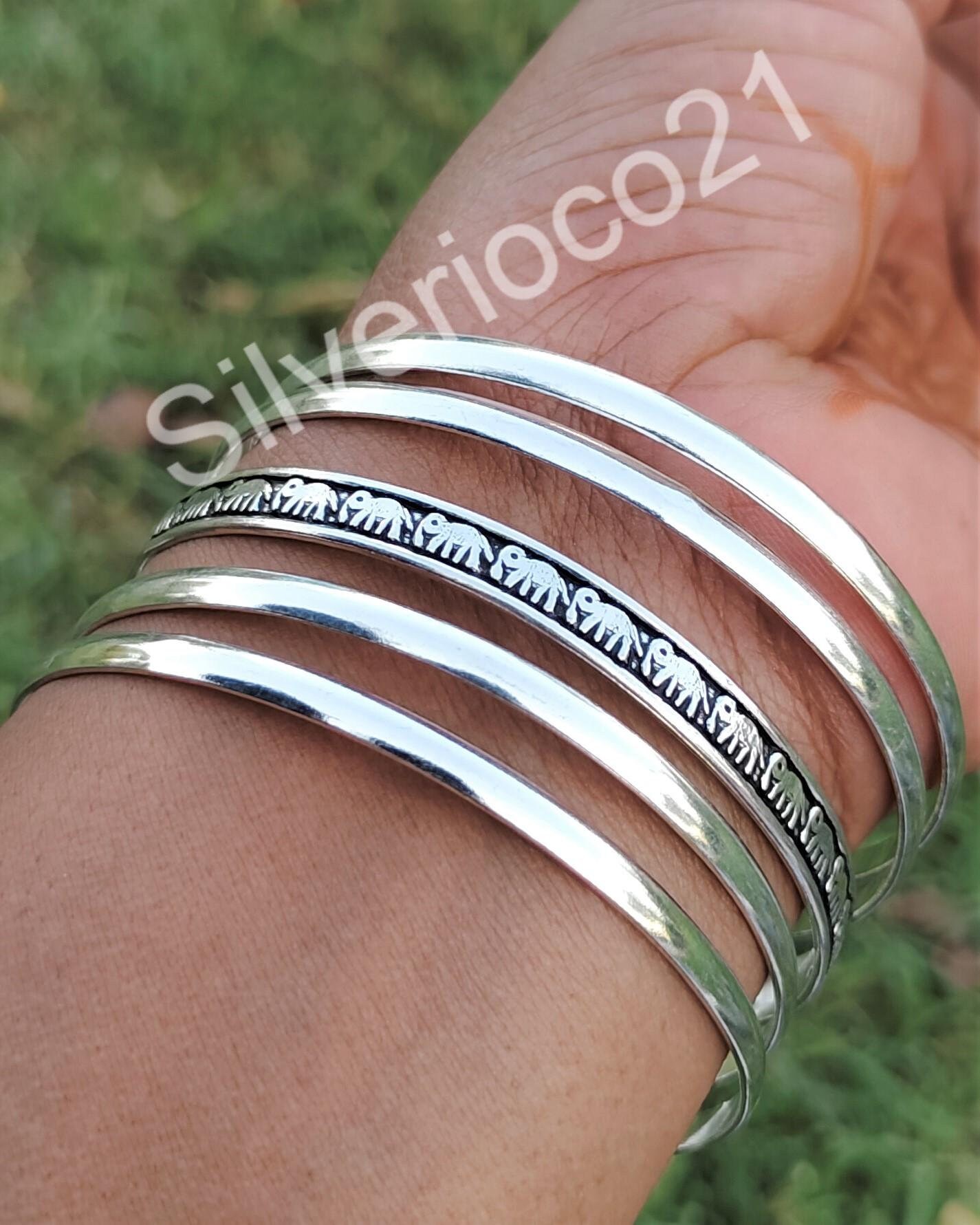 ブレスレット Silver Half Round Bangle For Men & Women Half Round Sterling Silver Stacking Bangle Bracelet, Create