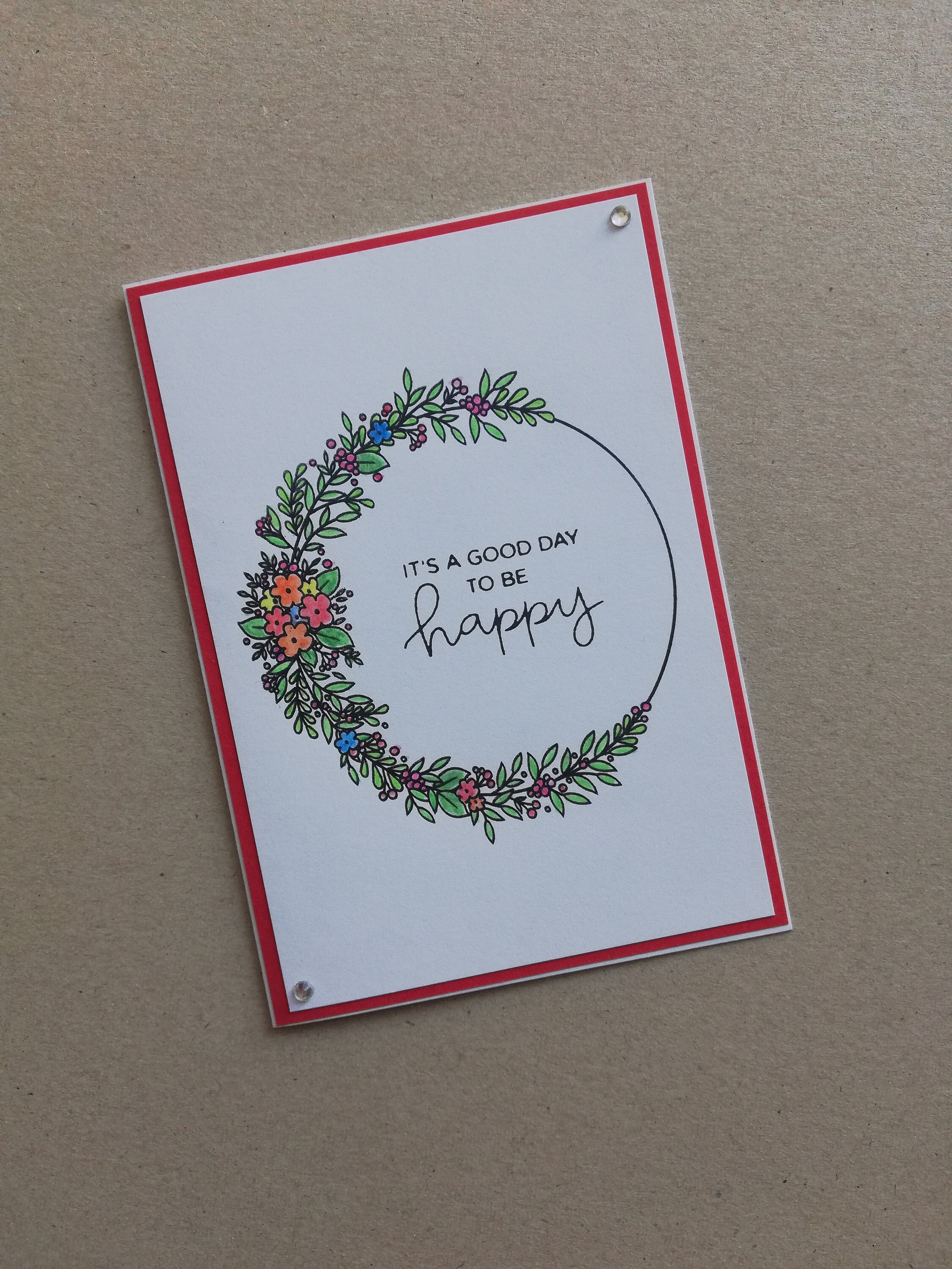Handmade Watercolor Flower Wreath Card. Different Sentiments Available ...