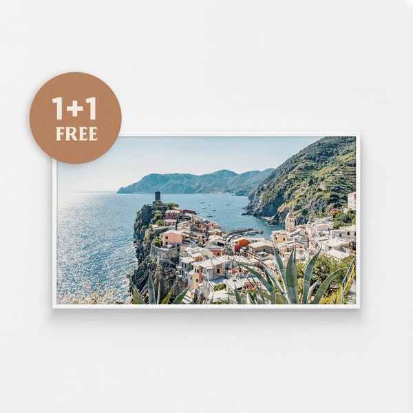 Samsung Frame TV Art, Cinque Terre, Vernazza Italy, Instant Download, Europe Digital Art, Boho Art TV, The Frame Tv Art, Coastal Art For Tv
