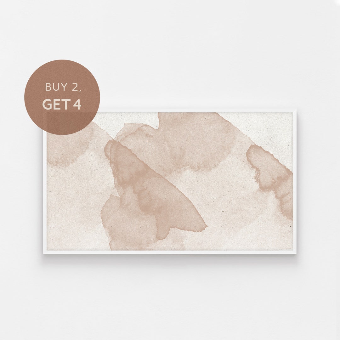 Samsung Frame TV Art, Tv Cover Art, Abstract Brush Frame Art, Beige Pink Watercolour, Beige