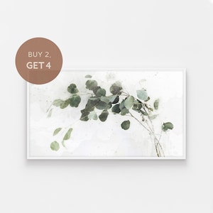 Samsung Frame TV Art, Watercolor Art for Frame TV, Eucalyptus Art Frame Tv, Botanical Painting, Digital Art Frame Tv, Farmhouse Art Print