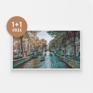 Sztuka na telewizorze Samsung Frame, Sztuka na zdjęciach z Amsterdamu w stylu vintage, Sztuka na kanałach, Sztuka miejska w Europie, Sztuka w Holandii, Podróże po Holandii, Sztuka na telewizorach Frame