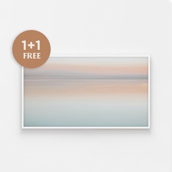 Samsung Frame TV Art, Abstract Coastal Art, Frame Tv Minimalist, Neutral Tones, Modern Tv Art, Sunset Sunrise Horizon Sky Watercolor Digital