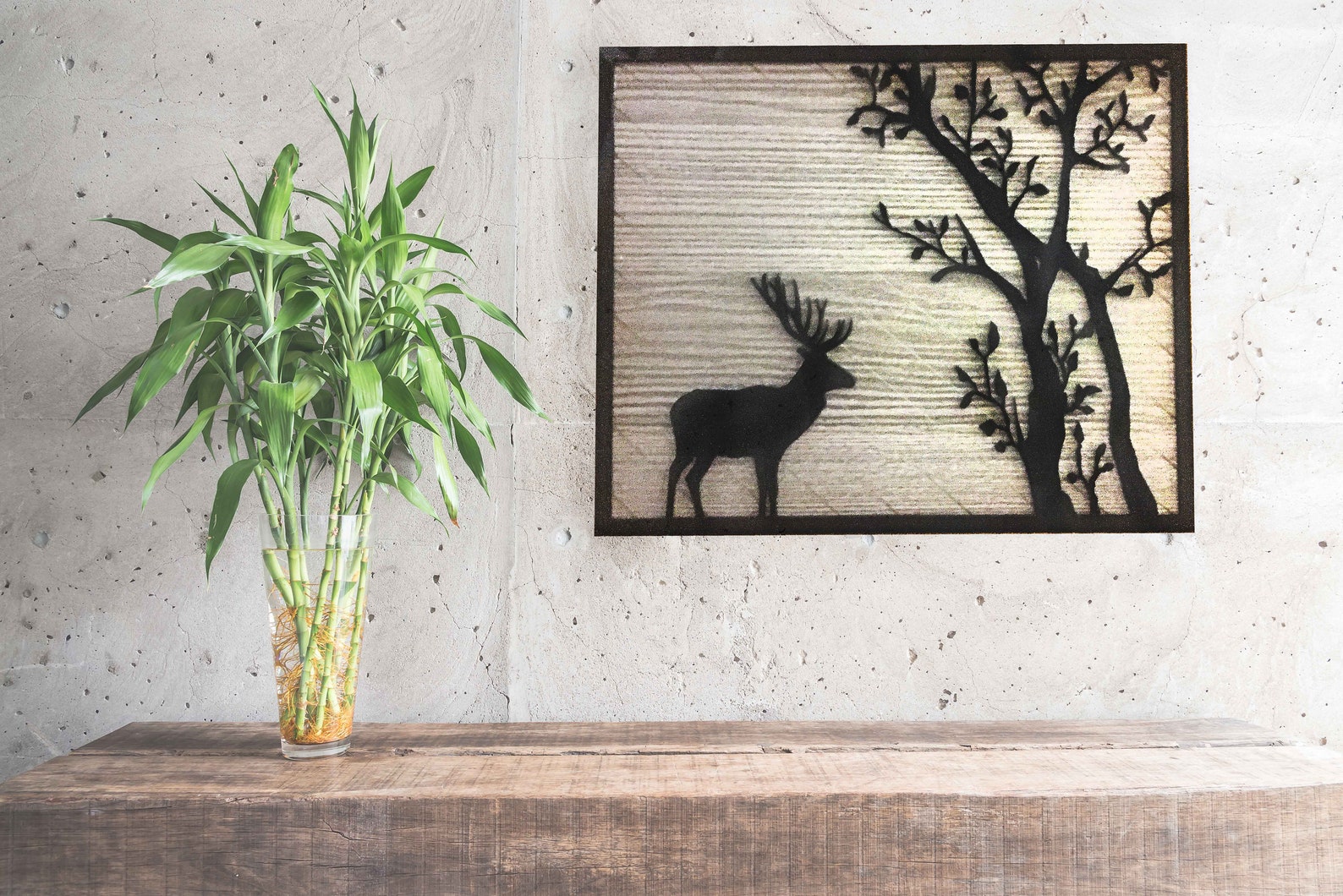 Wooden Wall Decoration Deer Wall Art Modern Wall Hanger Etsy