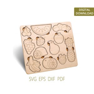 Fruits Puzzle Svg | Puzzles Laser Cut | Puzzle Templates | Laser Cut Projects | MDF Dxf Files | Laser Cut Projects For Kids