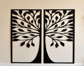 2 bomen lasergesneden | Boom-svg | Boommuurdecoratie lasergesneden | Lasergesneden projecten | Houten dxf-bestanden