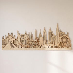 World Skyline SVG, Layered Cityscape Laser Cut File, World City Wall Art, 4 Layer City Decor, DXF EPS