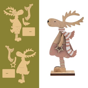 Uroczy Deer Decor Svg | Boże Narodzenie Svg | Noel Laser Cut Svg | Projekty wycinane laserowo | Pliki MDF Dxf | Projekty wycinane laserowo dla dzieci