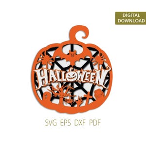 4 Layer Halloween Decor Svg | Pumpkins Svg | Noel Laser Cut Svg | Laser Cut Projects | MDF Dxf Files | Laser Cut Projects For Kids
