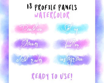 18 Neon Watercolor Twitch Profile Panels
